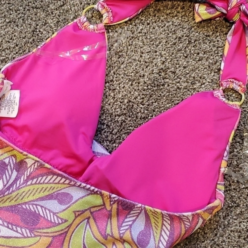 NWT Becca By Rebecca Virtue Psychedelica Nina U-Neck Sparkle One Piece Swim